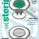 Steripod Clip-on Toothbrush Protector, Green/Silver, 2 Count