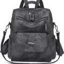 Backpack Purse for Women, PU Leather Backpack Purse, Fashion Travel Anti Theft Backpack, Multipurpose Lightweight Waterproof Convertible Purse Shoulder Bag Handbag, Black