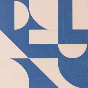 FloorPops x Very Gay Paint Gia Metric Coral and Blue Peel and Stick Floor Tiles, FP6335 (Multicolor)