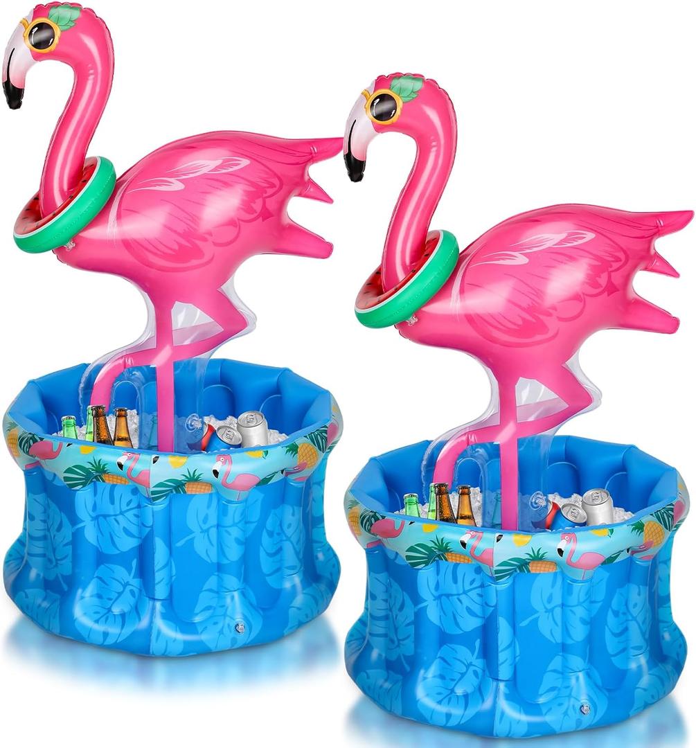 Chuangdi 2 Pcs 50 Inch Flamingo Cooler Inflatable Summer Flamingo Party Decoration Blow up Drink Cooler Pink Floating Ice Chest for Summer Pool Luau/Beach/BBQ/Theme Events