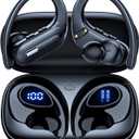 Wireless Earbuds Bluetooth 5.3 Headphones 90 Hrs Playtime Earbuds with Wireless Charging Case Over-Ear Sports Earphones Waterproof Deep Bass Headset (Black)