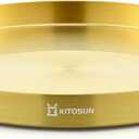 Gold Tray Round Serving Platter - Metal Decorative Plate for Bar Club Lounge Coffee Table Centerpieces Perfume Vanity Jewelry Display Cosmetic Storage Counter Bathroom Organizer (12" W x 1.1" H)