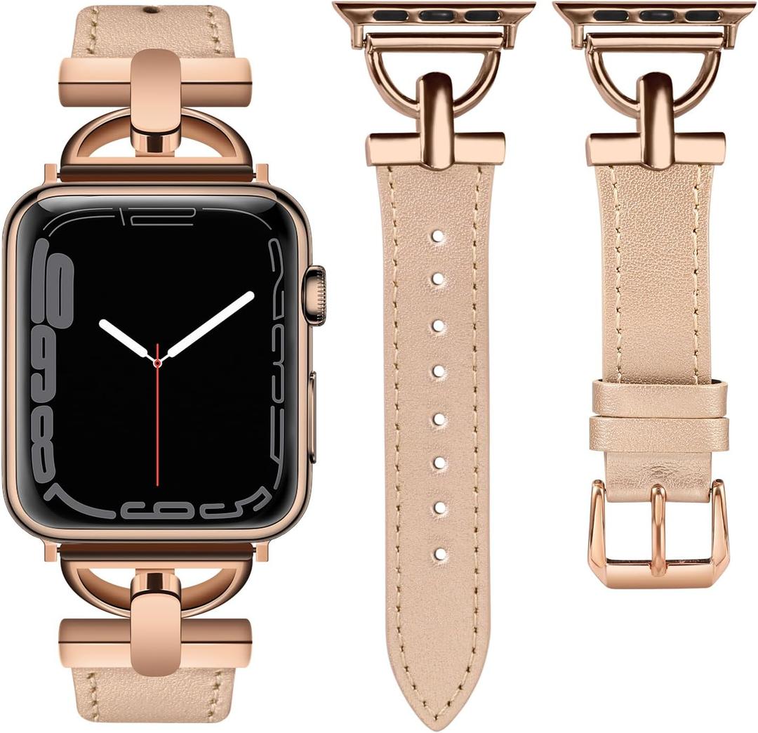 Wearlizer Leather Band Compatible with Apple Watch Bands Women 38/40/41/42mm(Series 11 10), Fancy Dressy Strap for iWatch Series 11 10 9 8 7 6 5 4 3 SE/Ultra 3 2 1