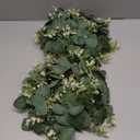 2PCS Artificial Eucalyptus Wreath, 11" Faux Green Leaves Wreath Farmhouse Greenery Wreath, Round Eucalyptus Wreath Outdoor Green Garland for Front Door Wall Hanging Window Decor