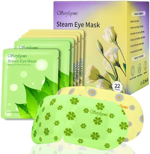 Serfeymi Pack of 10 Steam Eye Masks Relieve Eye Fatigue, Hot Compress Self Heating Warm Eye Mask, Disposable Eye SPA Heated Eye Mask for Dry Eyes Dark Circles Tired Eyes -Lavender(5PCS)+ Chamomile(5PCS)
