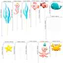 Gyufise 12 Pack Under The Sea Cake Decoration Ocean Animal Devil Fish Crab Dolphin Octopus Seahorse Cake Toppers for Ocean Mermaid Theme Party Supplies Blue