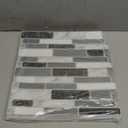 DEWOO Kitchen Backsplash Self Adhesive Wall 3D Marble Tiles Peel and Stick Bathroom, Black Mosaic (10-Sheet, 12"12") (Gray)