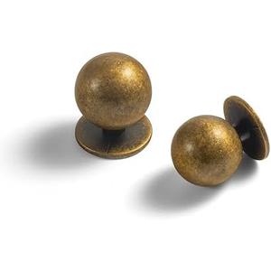 Yanxia Set of 5 -Sleek Round Antique Brass Cabinet Knobs - Retro and Minimalist Hardware for Stylish Home Enhancement - 1 Inch Diameter