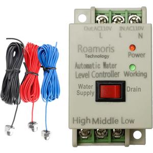 AC 110V~120V Sump Pump Switch Control Automatic Water Level Controller Supply and Drain Mode with 6.5ft Detector Sensor, Liquid Level Switch Relay ,Electric Solenoid Valve,Power600watts,WC01