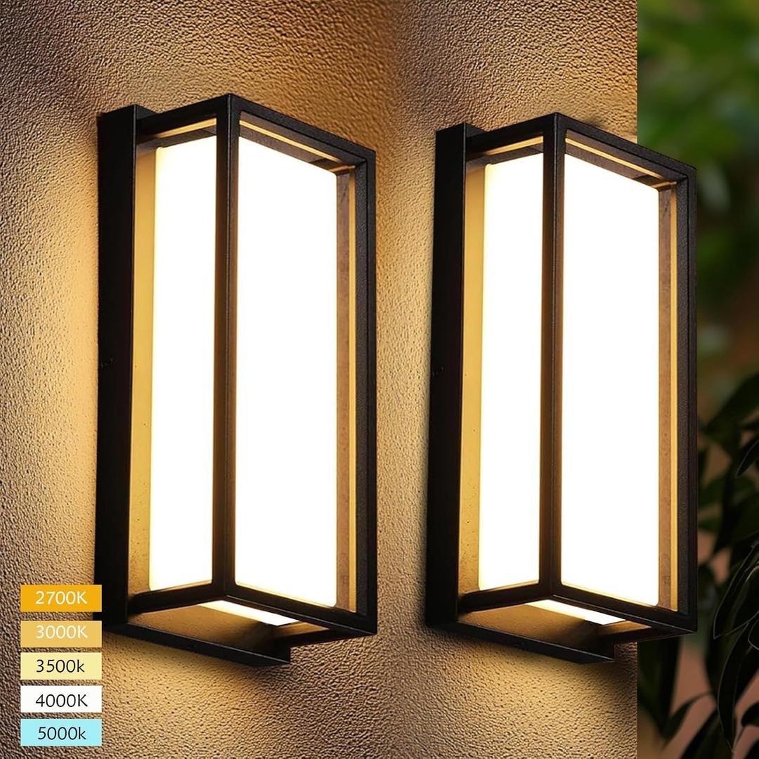 Dimmable Modern Outdoor Wall Light Fixtures, 1400LM Waterproof Porch Lights Outdoor Wall Sconce, 2700K-5000K 5 Color Temperature Exterior Lighting Fixtures for House (Style 2(12inch ))