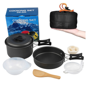 aiGear Camping Cookware Mess Kit, Non-Stick Camping Pan Pot Kettle, Lightweight Aluminum Camping Utensils, Collapsible Portable Camping Cooking Set for Outdoor Cooking Hiking Picnic
