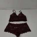 Lilosy Sexy Sheer Floral Lace Pajamas Lingerie Set High Waist Sleepwear Bra and Panty 2 Piece Nightwear (Small, Wine Red)