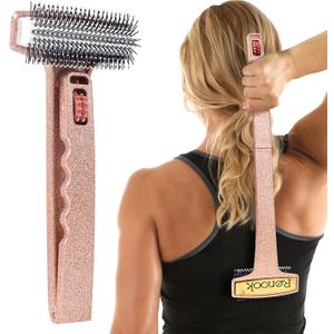 Renook Back Scratcher Extendable, 17'' Shiny Champagne Foldable Back Scratcher with Massage Rollers for Men/Women, Curved and Long Handle full Body Itch Relief, Thoughtful Gift for Women/Girls/Mother.