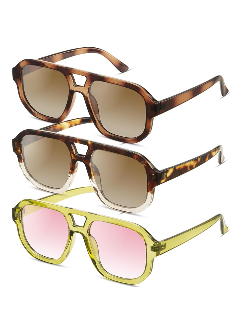 livho Trendy Polarized Square Aviator Sunglasses Women Men Square Eyewear Frame, Retro Sun Glasses for Women Men 2025 Shades