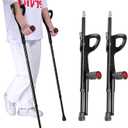 Forearm Crutches for Adults(1 Pair), Adjustable Arm Crutches, Aluminum Crutches for Walking, Folding Forearm Crutches, Non-Slip Crutches for Adults, Lightweight, Detachable, Portable, for Leg Support