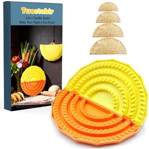 4-in-1 Tortilla Sealer and Press for 10"+8"+6"+4" Wraps | Quesadilla Press, Burrito and Taco Maker | Leak-Resistant Seal Design | Versatile Kitchen Tool for Calzones, Dumplings & Sandwiches