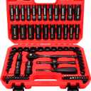 95-Piece 3/8" Drive Impact Socket Set, 6-Point Deep & Standard SAE/Metric CR-V Sockets with Ratchet Handle & Security Bits