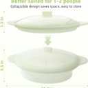 Microwave Steamer Cooker Collapsible Bowl Silicone Baked Potato Cookware with Handle Lid for Vegetables Fish Prep Meal Food with Removable Rack BPA Free Easy to Store Freezer Dishwasher Safe Aqua