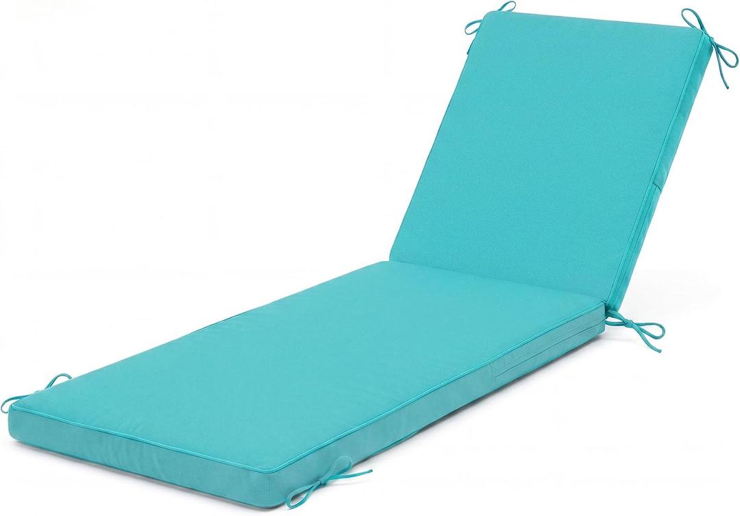 Chaise Lounge Cushion Outdoor, 80"x26"x3" Water-Resistant Lake Blue