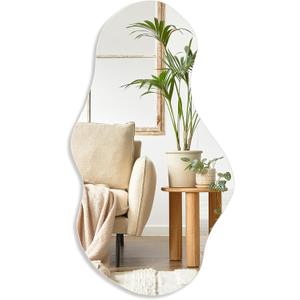 PERFNIQUE Irregular Wall Mirror Asymmetrical Mirror, 43''x24'' Decorative Modern Mirrors for Bathroom Bedroom Living Room Entryway, Cloud Frameless Mirror, Wall Mounted(43''x24'', Cloud) (43"L x 24"W)
