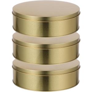 Cabilock 3pcs Cookie Tins with Lids, Round Tinplate Candy Boxes, Christmas Treats Decorative Boxes, Metal Containers for Cookies, Candy, Snacks (Golden) Cabilock 3pcs Cookie Tins with Lids, Round Tinplate Candy Boxes, Christmas Treats Decorative Boxes, Metal Containers for Cookies, Candy, Snacks (Golden)
