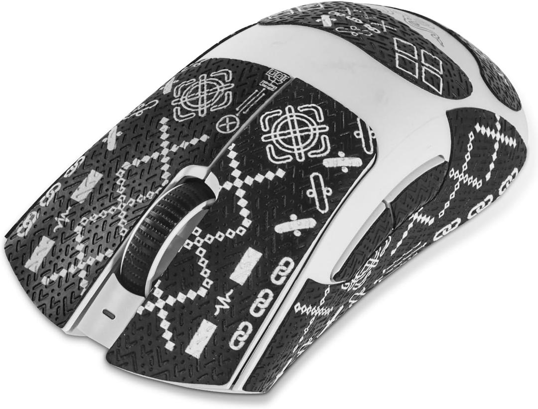 immoenuc Mouse Grip Tape Stickers for Razer Deathadder V4 Pro / V3 / V3 Pro Mouse Anti Slip Skin Self-Adhesive,Pre-Cut,Sweat-Resistant Game Mice Accessories Pro Performance Upgrade (Printing Pattern) Black
