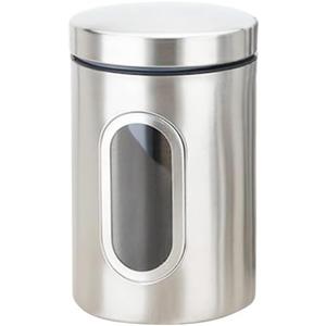 Stainless Steel Airtight Storage Tank with Transparent Window Sealed Canister for Coffee Beans Tea Grains Snacks Kitchen Canisters 6.49X4.33X4.33In