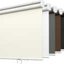 LazBlinds No Tools No Drill Cordless Roller Shades, 100% Blackout Roller Blinds for Windows, Thermal Insulated UV Protection Waterproof Roll Up Window Blinds and Shades, 42'' W x 72'' H, Cream