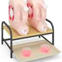 2-in-1 Laundry Detergent Holder & Organizer with Drip Tray, 2-Tier Metal Shelf for Countertop - Soap Dispenser & Storage Stand for Laundry Room, Kitchen, Bathroom, Black