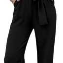 PRETTYGARDEN Women's Summer One Piece Jumpsuits Belted Short Sleeve Wrap V Neck Fashion Dressy Casual Wide Leg Pants Romper (X-Large, Black)