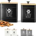 PERFNIQUE Dog Treat Container, Dog Treat Jar Set of 2 with Airtight Lid, Dog Cookie Jar for kitchen Counter, Pet Treat Container, Dog Treat Canister and Storage, 7.8x6.2 & 7.3x5.5(Black)