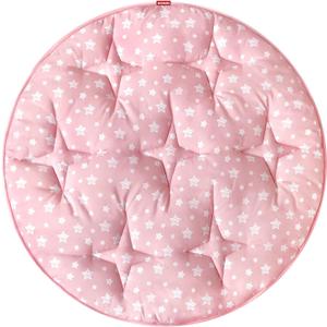 Moonsea Round Kids Play Mat Pink Star Nursery Rug for Baby Girl, Soft Crawling Non Slip Cushion Play Mat for Children Toddlers Bedroom and Princess Pop Up Play Tent, Diameter 40''