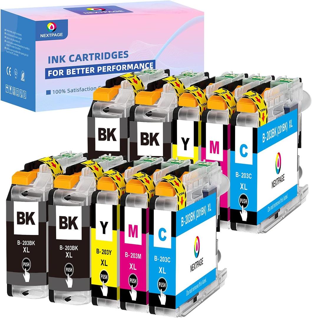 NEXTPAGE LC203 LC201 LC203XL Ink Cartridges Compatible for Brother LC203 Ink cartridges Work for Brother MFC-J480DW MFC-J485DW MFC-J880DW MFC-J4420DW Printer (4 Black, 2 Cyan, 2 Magenta, 2 Yellow)