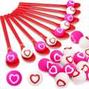 30 Pack Valentine Spoon Relay Race Toy Set, Balance Relay Games for Kids, Heart Ball and Spoon Race Game for Boys, Girls, Adults, Indoor Outdoor Decorations, Party Supplies