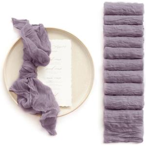 Ling's Moment Luxury Cloth Wedding Napkins - 19x19 Inch Reusable Cheesecloth Linen Napkins for Wedding Reception, Bridal Shower, Dinner Table - Washable, Durable (Set of 10), [Purple]