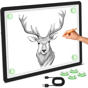Phylosal Magnetic A3 Light Pad, Super Bright Light Box with Side Button, Diamond Art Light Board, Lightbox for Tracing and Drawing, USB Power Artcraft Light Table for Sketching, Weeding Vinyl (Black), Size: A3 without Handbag
