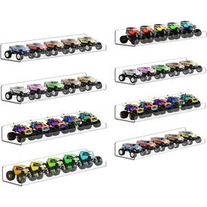 Upsimples 8 Pack Acrylic Shelves Wall Organizer and Storage, 15" Display Shelf for Figure, Toy Cars, Perfume, Kids Bookshelf for Bedroom, Nursery, Craft Room, Clear