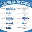 Novabright 10 Pcs Coastal Table Decor Wood School of Fish Sign Summer Beach Blue Sea Wave Centerpieces Ocean Standing Farmhouse Under The Sea Party Supplies for Home Cabinet Shelf Tabletop Decor