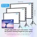 Outdoor Projector Screen with Stand 150 Inch: VOOPVOR Portable Projection Screen and Stand, Indoor Rear Front Movie Screen 16:9 4K HD, with Carry Bag, Support Height Adjustable for Home Theater Camping