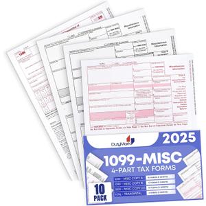 1099 Misc Forms 2025 Lazer 4 Part Tax Forms Kit for 10 Vendors - Value Pack for Business Designed for QuickBooks and Accounting Software - Made in The USA - 10-Pack