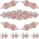 9 Pack Rhinestone Applique Crystal Wedding Applique Iron on Patch Applique DIY Sewing Appliques for Bridal Wedding Dress Clothes Shoes Decoration Handmade Wedding Accessories(Rose Gold)