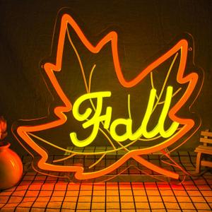 Fall Neon Sign Maple Neon Light for Wall Decor Dimmable Thanksgiving Neon Sign for Thanksgiving Autumn Theme Party Holiday Gift Lamp Decor