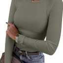 ANRABESS Women Long Sleeve Shirts Rib Knit Slim Fit Tops Basic Tee 2025 Fall Outfits Casual T-Shirt Underscrubs Layer Clothes (X-Small, Army Green)