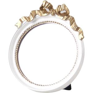 minkissy 1pc European Style Single Side Mirror Desk Vanity Mirror Vintage Decor Vanity for Desk Handheld Princess Style Makeup Table Decorative Bow Knot White