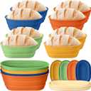 Honeydak 4 Pcs Silicone Bread Proofing Baskets Oval Banneton Basket 10" Collapsible Sourdough Bread Baking Supplies Non-stick Dough Proofing Bowls Container Oven Safe for Breads Making (Retro Color)