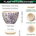 Ceramic Pots for Plants 10 Inch - Indoor Flower Pots with Drainage Hole and Tray, Decorative Pot for Indoor Outdoor Plants, Round Planters, Bathroom Decor, Gifts for Men Women, Retro Blue