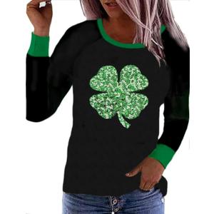 Roshop Easter Shirts Women Long Sleeve Cute Bunny T-Shirt Raglan Graphic Tees (Black, XXL)