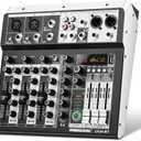 4 Channel Audio Interfacer DJ Mixer Sound Board 16-Bit DSP Effect USB Audio Mixer Effects +48V Phantom Bluetooth for Karaoke Studio Streaming Recording,Live Streaming