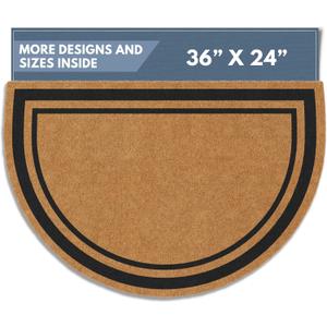 Barnyard Designs Natural Coco Coir Doormat Welcome Mat for Front Door & Outdoor Entrance, Large Door Mat for Indoor Entrance or Porch Entry, Brown (24x36, Border)
