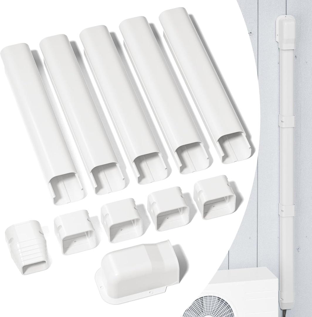 GUEQUITLEX 3" W 7.5 Ft Mini Split Line Set Cover Kit Air Conditioner Decorative PVC Line Cover Kit for Central Air Conditioner Mini Split AC Cover for Outside Heat Pumps Tubing Cover